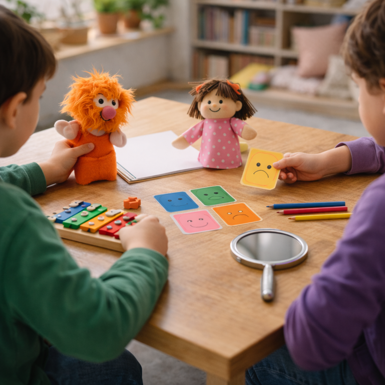 Enfants participant à un atelier sensoriel au camp