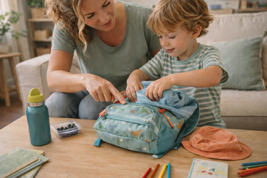 Sac à dos d’enfant prêt pour un mini‑camp