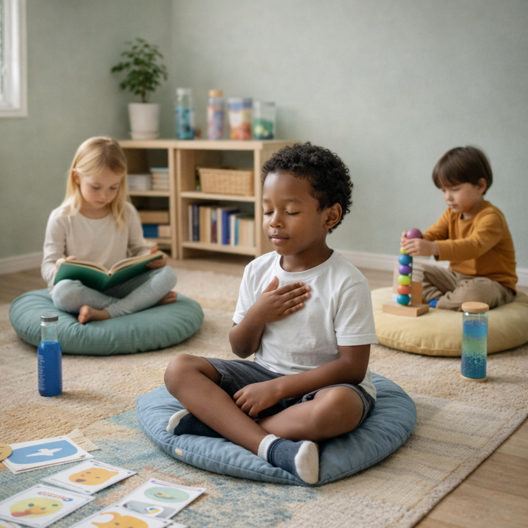 Groupe d’enfants pratiquant des exercices de respiration
